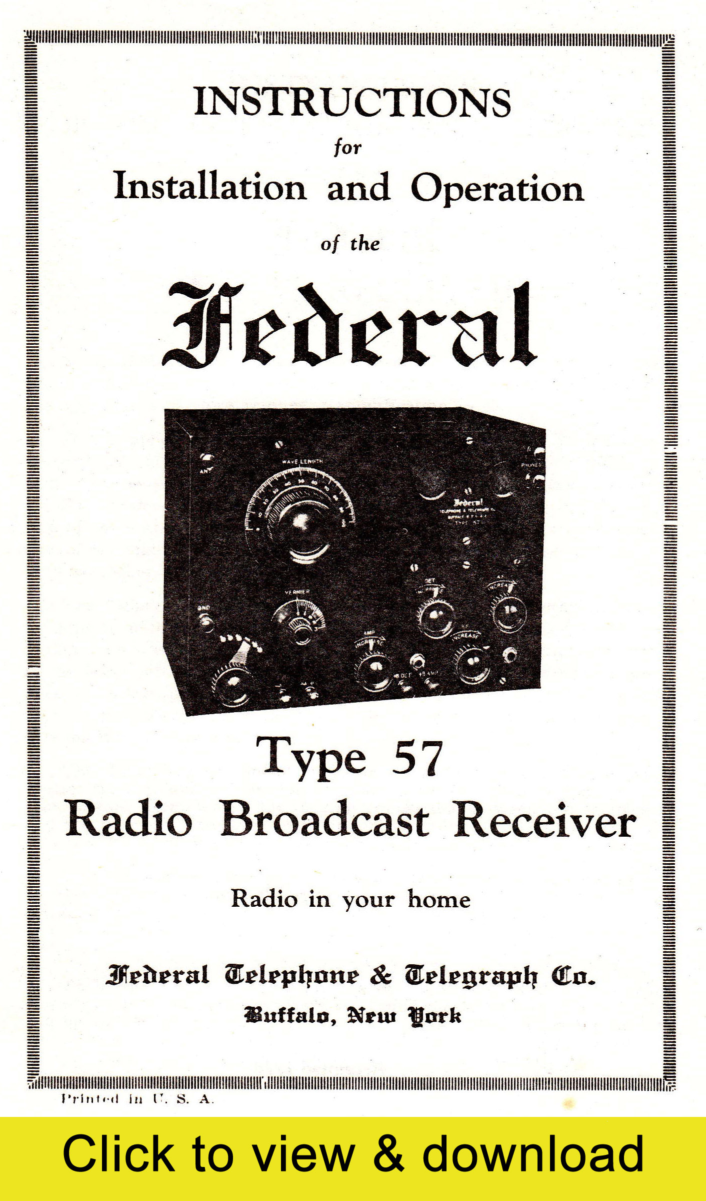 Federal 57 instruction booklet